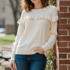 Banana Republic‎ Cream Ruffle Sweater